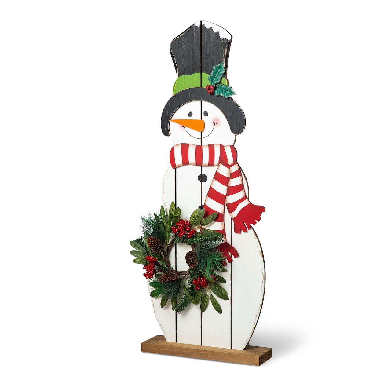 Glitzhome® 36" Christmas Snowman with Floral Wreath Porch Décor